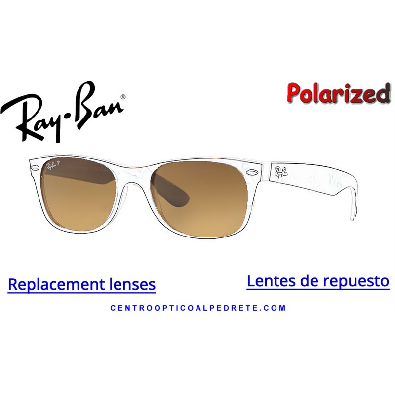 Original Ray-Ban New Wayfarer Polarized Brown Gradient Replacement Lenses (RB2132 - 6054M2)