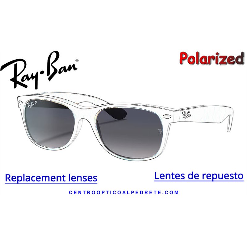 Pareja de lentes Originales Ray-Ban New Wayfarer Polarizadas Azul y Gris Degradado (RB2132 - 822/78)