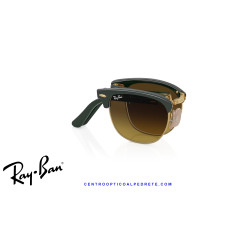 Gafas de sol Ray-Ban ClubMaster Folding Green On Gold con lentes Brown