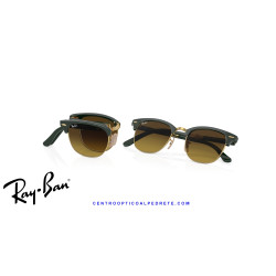 Gafas de sol Ray-Ban ClubMaster Folding Green On Gold con lentes Brown
