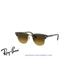 Gafas de sol Ray-Ban ClubMaster Folding Green On Gold con lentes Brown