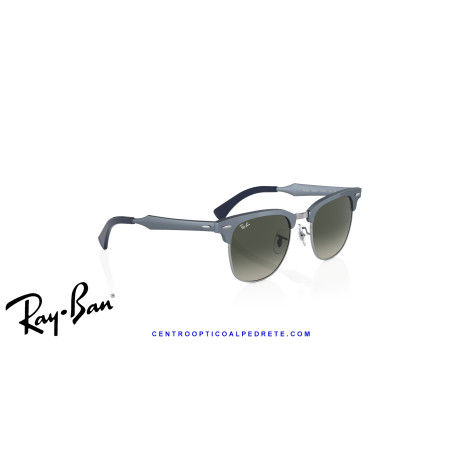 Gafas de sol Ray-Ban ClubMaster Aluminum Blue On Silver con lentes Grey