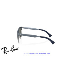 Gafas de sol Ray-Ban ClubMaster Aluminum Blue On Silver con lentes Grey