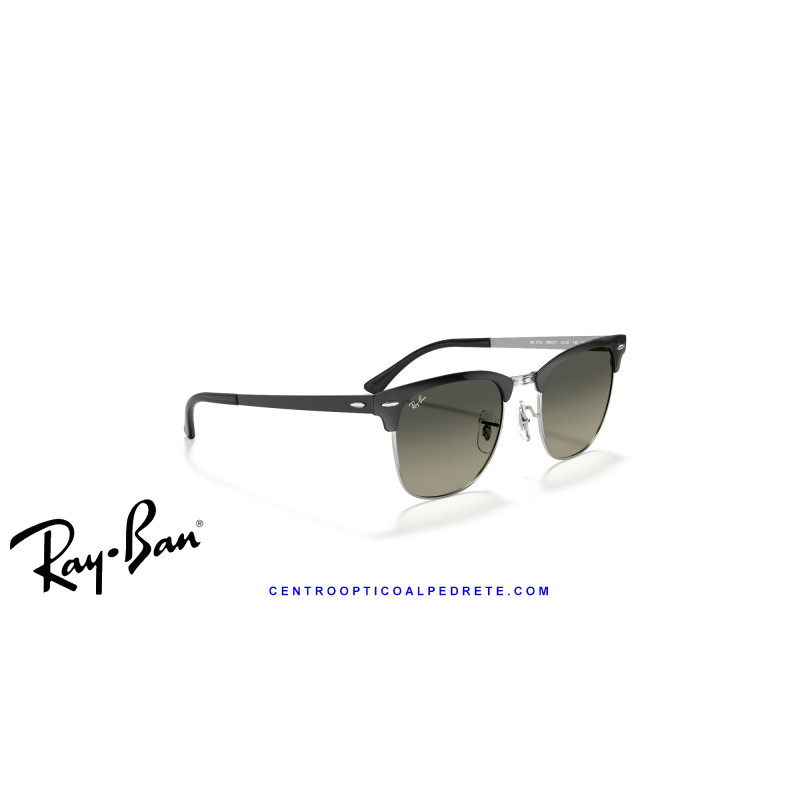 Gafas de sol Ray-Ban ClubMaster Metal Black On Silver con lentes Grey Gradient
