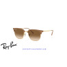 Ray-Ban New ClubMaster Beige On Gold Sunglasses with Light Brown lenses