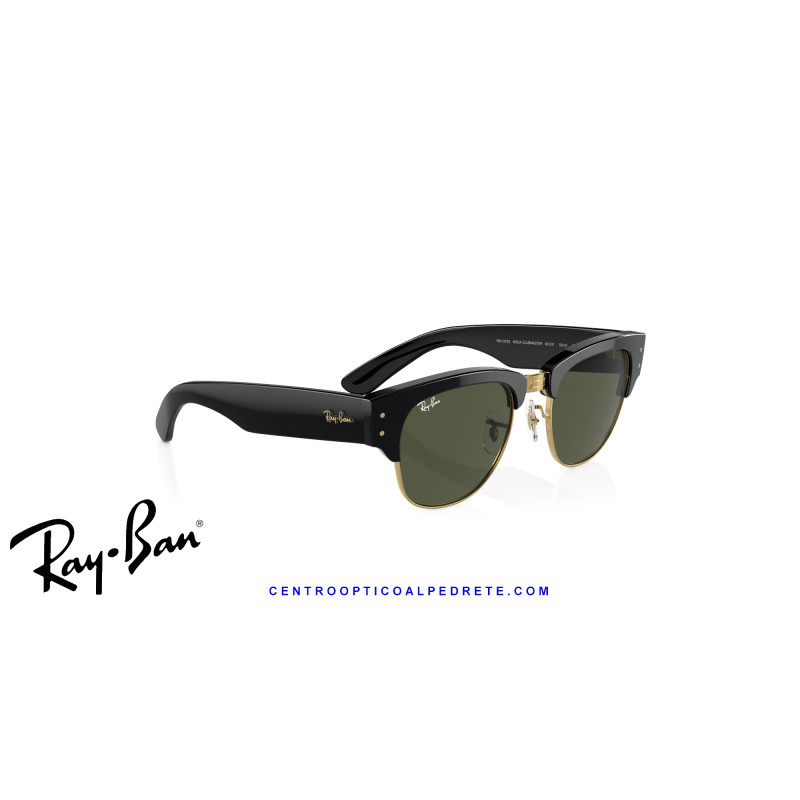 Gafas de sol Ray-Ban Mega ClubMaster Black On Gold con lentes G-15 Green