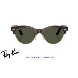 Ray-Ban ClubMaster Way Red Havana On Gold Sunglasses with Green lenses