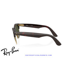 Ray-Ban ClubMaster Way Red Havana On Gold Sunglasses with Green lenses