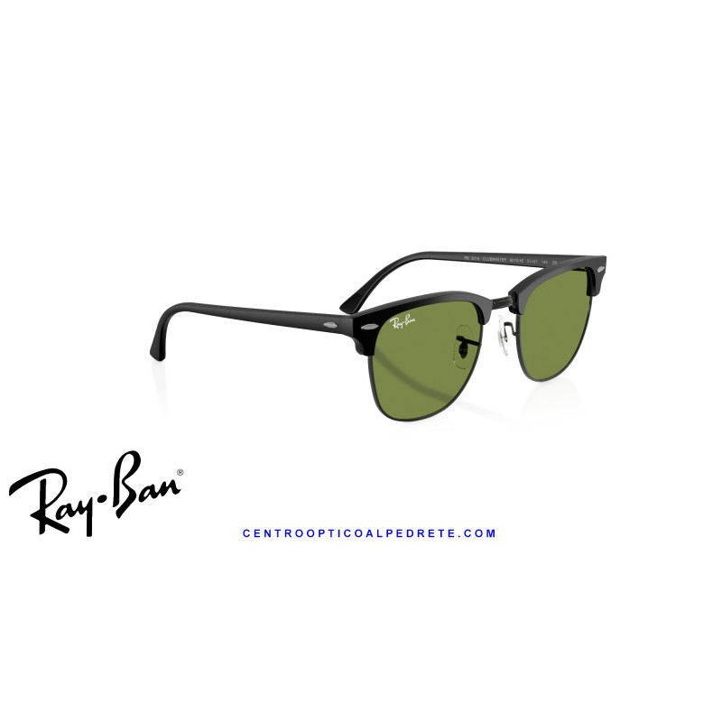 Gafas de sol Ray-Ban Clubmaster Matte Black On Black | Green Originales