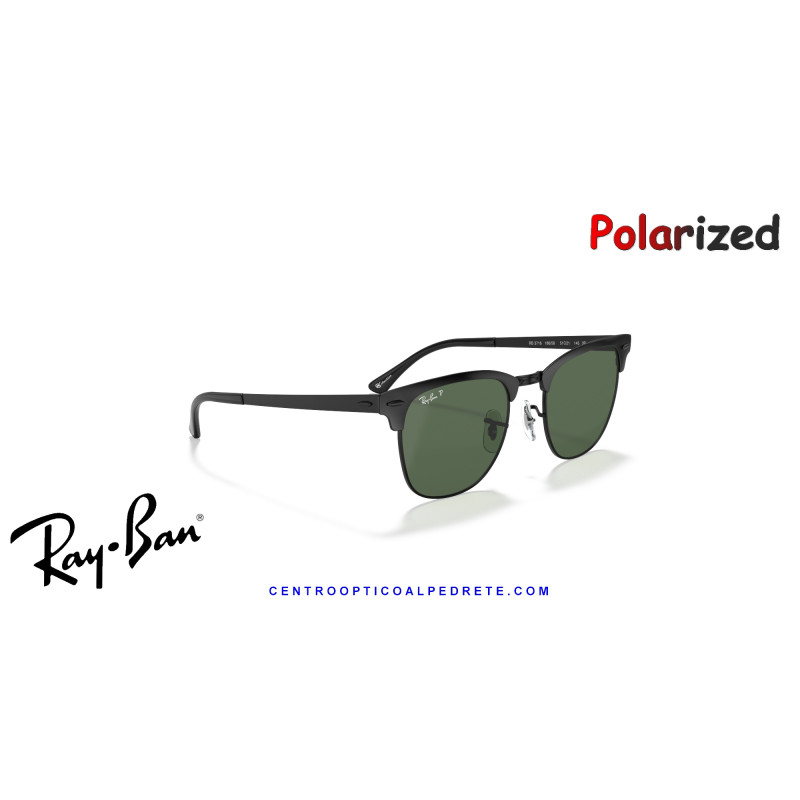 Gafas de sol Ray-Ban ClubMaster Metal Black con lentes G-15 Green Polarized