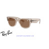 Ray-Ban Mega Wayfarer Transparent Light Brown Sunglasses with Dark Brown lenses