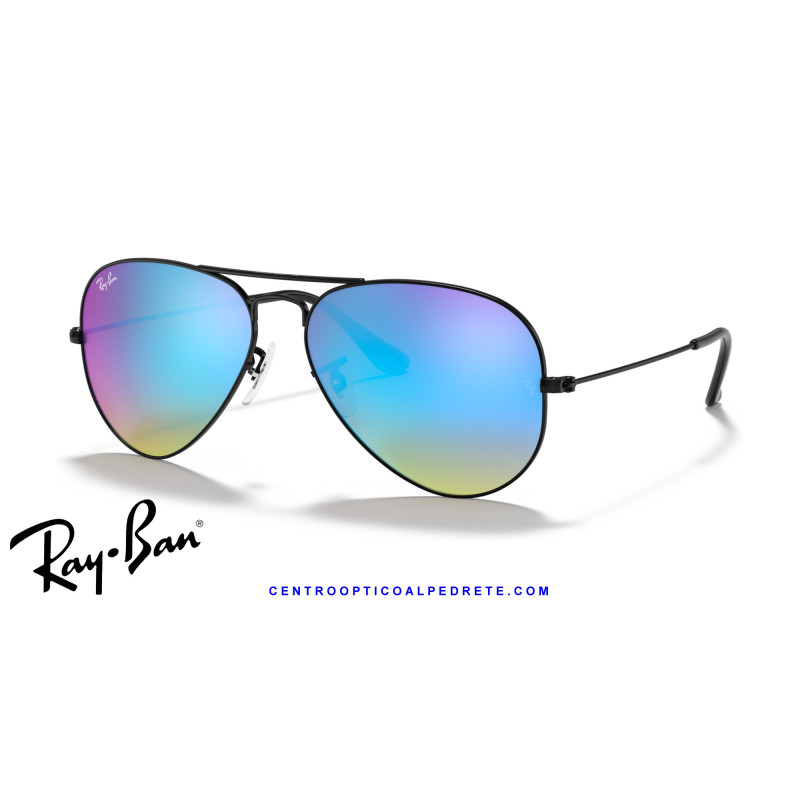Ray-Ban Aviator Black / Brown Gradient Mirror Blue | Centro Óptico Alpedrete