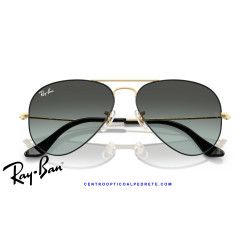 Ray-Ban Aviator Negro sobre oro arista / azul vintage (RB3025 9271GK) | Centro