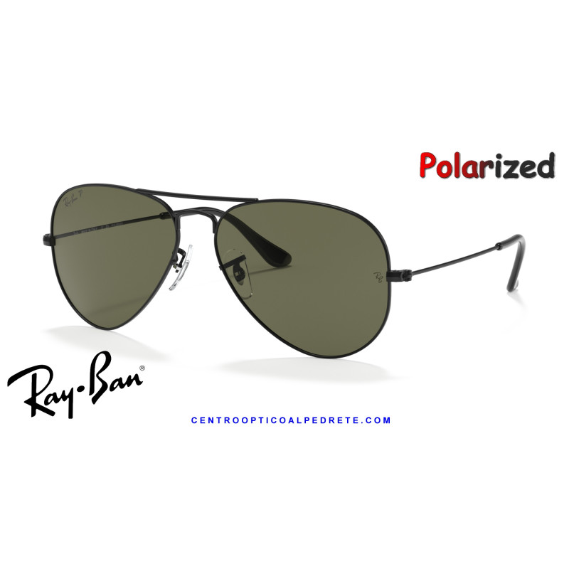 Ray-Ban Aviator Negro / verde G-15 polarizada (RB3025 W3361) | Gafas de sol