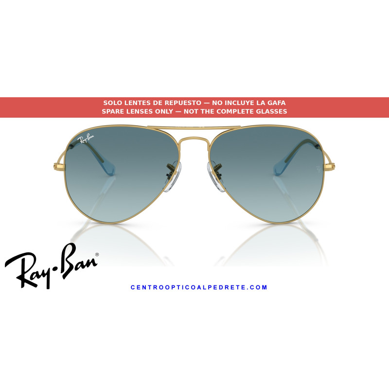 Ray-Ban Aviator Blue Replacement Lenses (RB3025 001/3M) | Centro Óptico Alpedrete