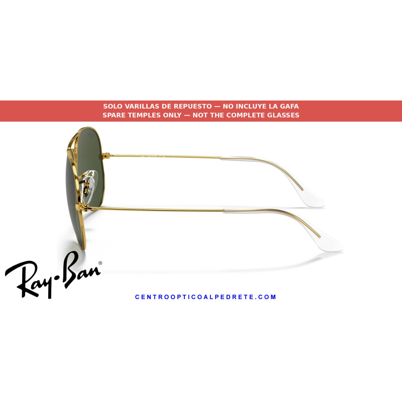 Ray-Ban Aviator Gold Replacement Temples (RB3025 001) | Centro Óptico Alpedrete
