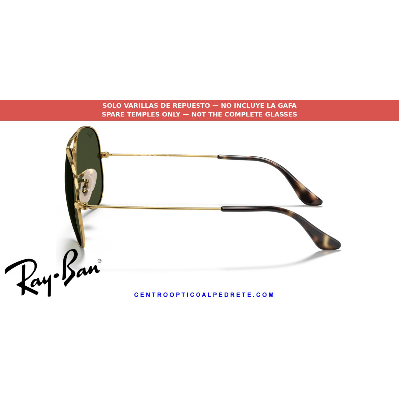 Ray-Ban Aviator Arista Gold Replacement Temples (RB3025 181) | Centro Óptico Alpedrete