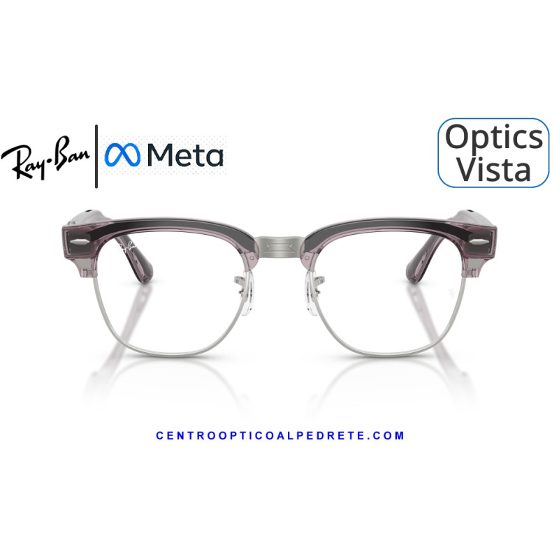 Gafas Graduadas Ray-Ban Meta Audio Clubmaster Optics Transparent Orchid