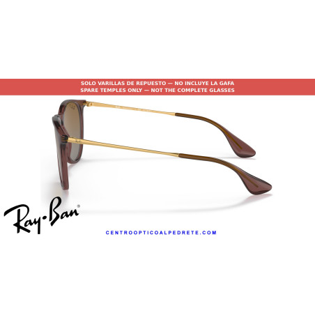 Pareja de varillas originales Ray-Ban Erika RB4171 6593T5 Transparent dark brown