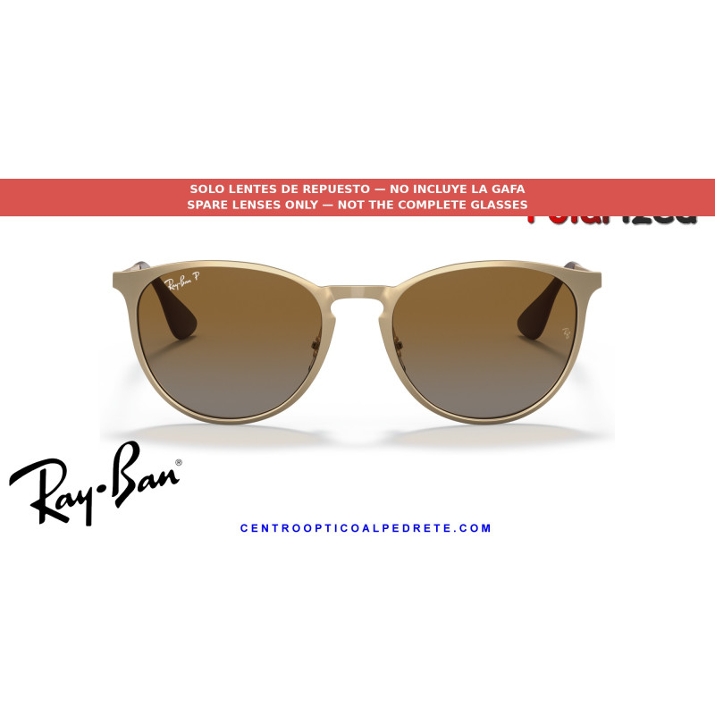 Pareja de lentes originales Ray-Ban Erika Metal RB3539 112/T5 Brown Gradient