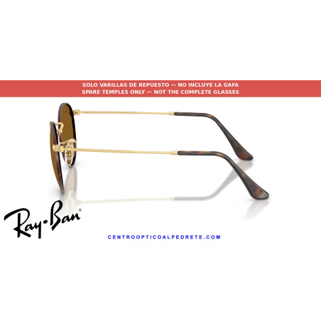 Ray-Ban Round Metal RB3447 Matt Havana On Matt Arista Gold Replacement Temples (927533)