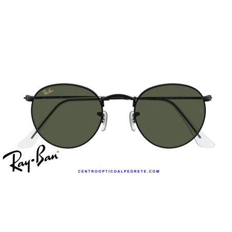 Ray-Ban Round Metal Black / G-15 Green Sunglasses | Centro Óptico Alpedrete