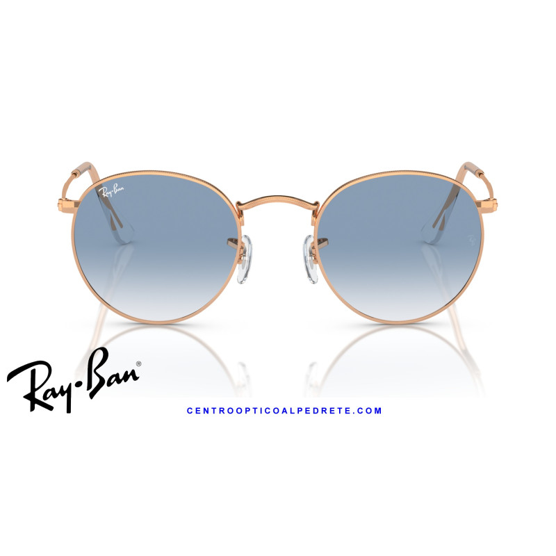 Ray-Ban Round Metal Rose Gold / Clear & Blue Sunglasses | Centro Óptico