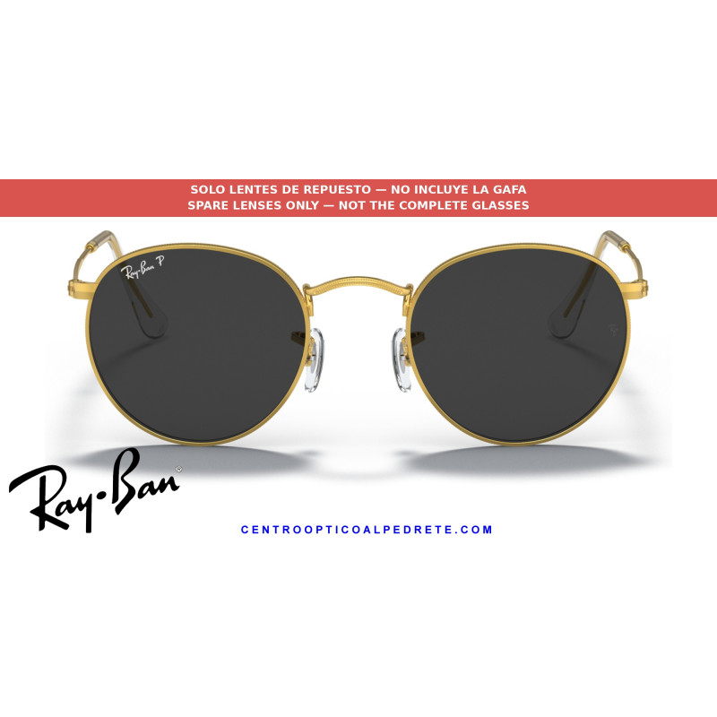 Ray-Ban RB3447 Round Metal Replacement Lenses Black Polarised