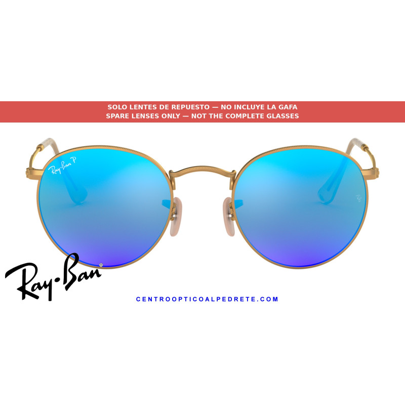 Ray-Ban RB3447 Round Metal Replacement Lenses Blue Flash | Alpedrete