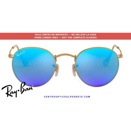 Lentes repuesto Ray-Ban Round Metal RB3447 Azul espejado | Alpedrete