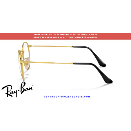 Ray-Ban Round Metal RX3447V Black On Gold Replacement Temples (2991)