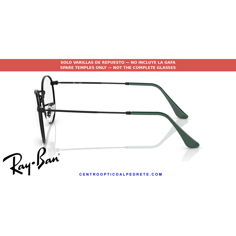 Ray-Ban Round Metal RX3447V Black Replacement Temples (2509)