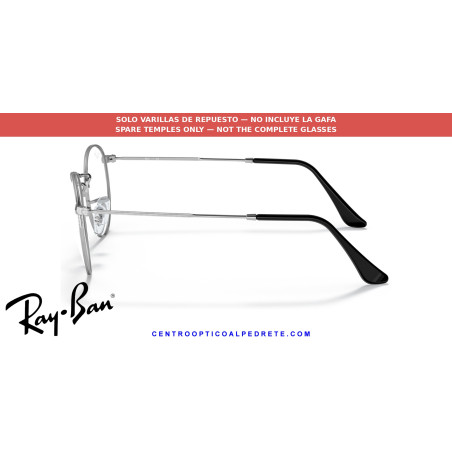Ray-Ban Round Metal RX3447V Black On Silver Replacement Temples (2861)