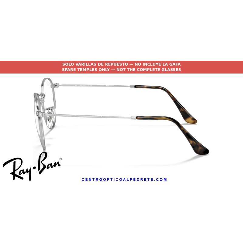 Ray-Ban Round Metal RX3447V Blue On Silver Replacement Temples (2970)