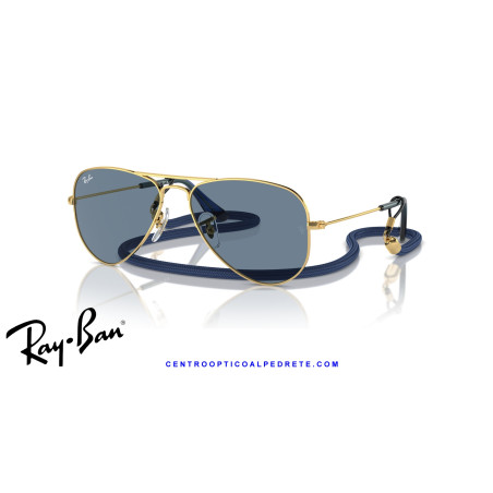 Ray-Ban Junior Aviator Arista Gold Blue Mirror RJ9506S 223/1U | Alpedrete