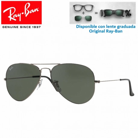 Ray-Ban Aviator Large RB3025 GunMetal / Grey Green (W0879)