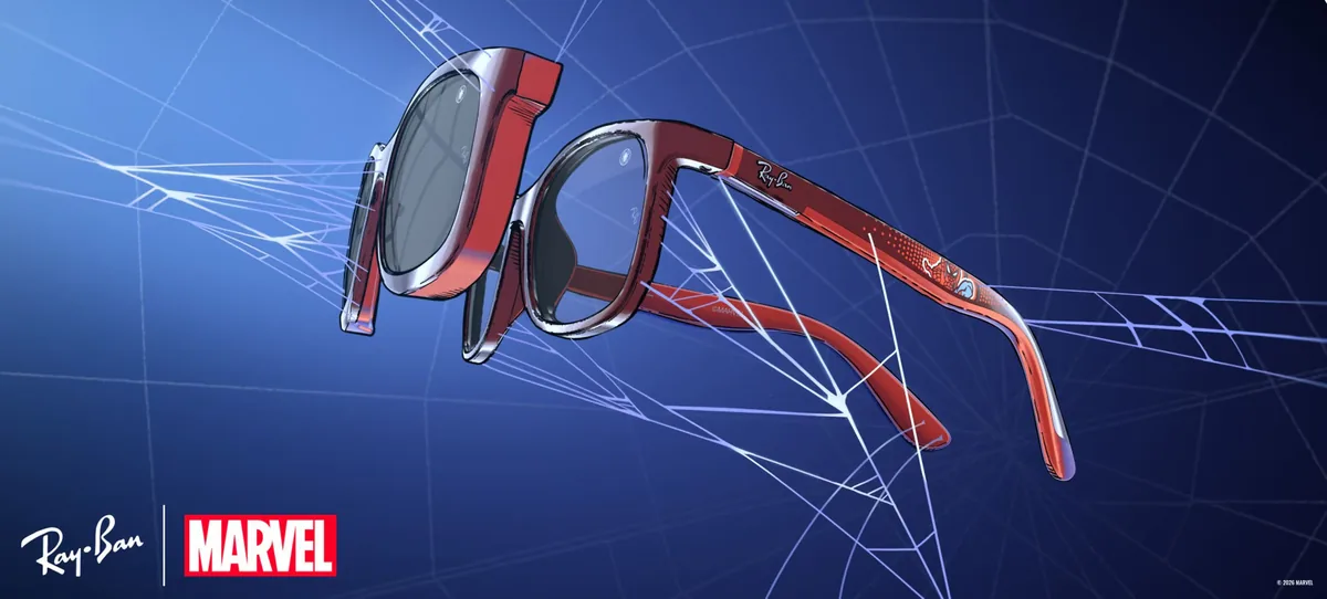 Ray-Ban Junior RJ9086S Marvel Spider-Man, montura roja con tela de arana en las lentes - Coleccion Ray-Ban Marvel