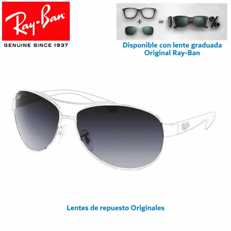 Lentes de repuesto Ray-Ban RB3386 / Lente Grey Gradient Blue (RB3386-107/8G  Pareja de lentes de repuesto Original Ray-Ban RB-33
