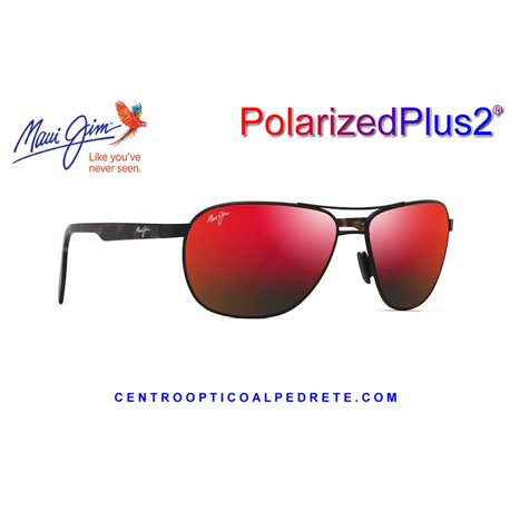 Maui Jim Castles Matte Black Varnish with Dark Havana / Hawaii Lava (RM728-02A)