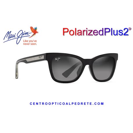 Maui Jim Hiwahiwa Shiny Black with Trans Light Grey / Neutral Grey (GS689-02)