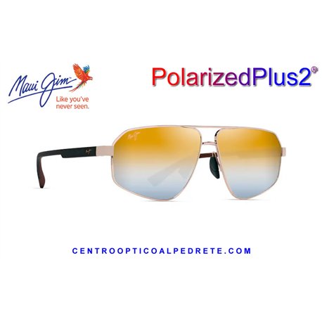 Maui Jim Keawawa Shiny Gold with Green / Dual Mirror Gold to Silver (DGS620-16/MJ0620S-003)