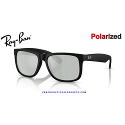 Ray-Ban Justin Rubber Black / Green Mirror Silver Polarised (RB4165 622/Y4)