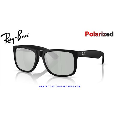 Ray-Ban Justin Rubber Black / Green Mirror Silver Polarised (RB4165 622/Y4)