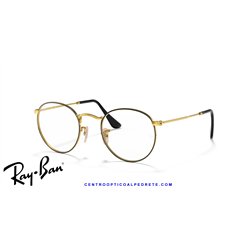 Ray-Ban Round Metal Eyeglasses Black On Gold (Rx3447V 2991)