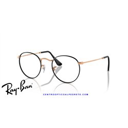 Ray-Ban Round Metal Eyeglasses Black On Rose Gold (Rx3447V 3173)
