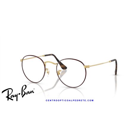 Gafas para graduado Ray-Ban Round Metal Matt Havana On Matt Arista Gold (Rx3447V 3188)