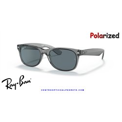 Ray-Ban New Wayfarer Grey / Dark Blue Polarized (RB2132 64503R)