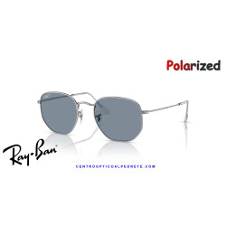 Ray-Ban Hexagonal Sunglasses Silver / Blue Polarized (RB3548N 003/02)