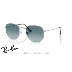 Ray-Ban Hexagonal Sunglasses Silver / Blue Gradient Grey (RB3548N 003/3M)